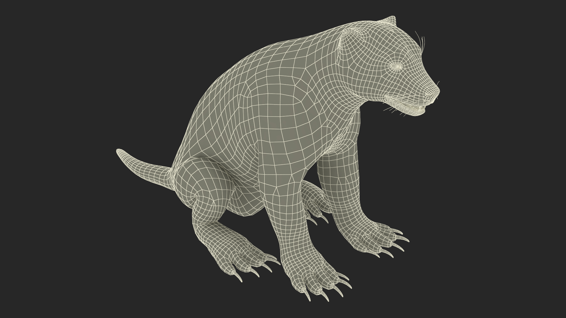 3D Wolverine Dark Color Sitting Pose model