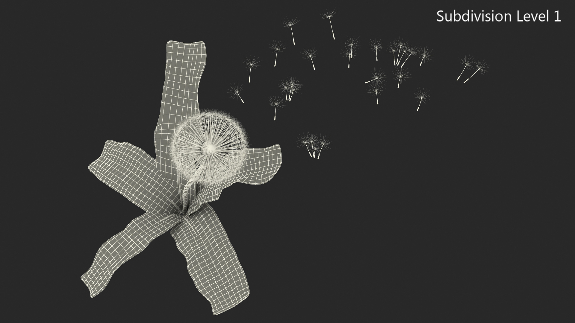 Ripe Dandelion Blowing by the Wind 3D model