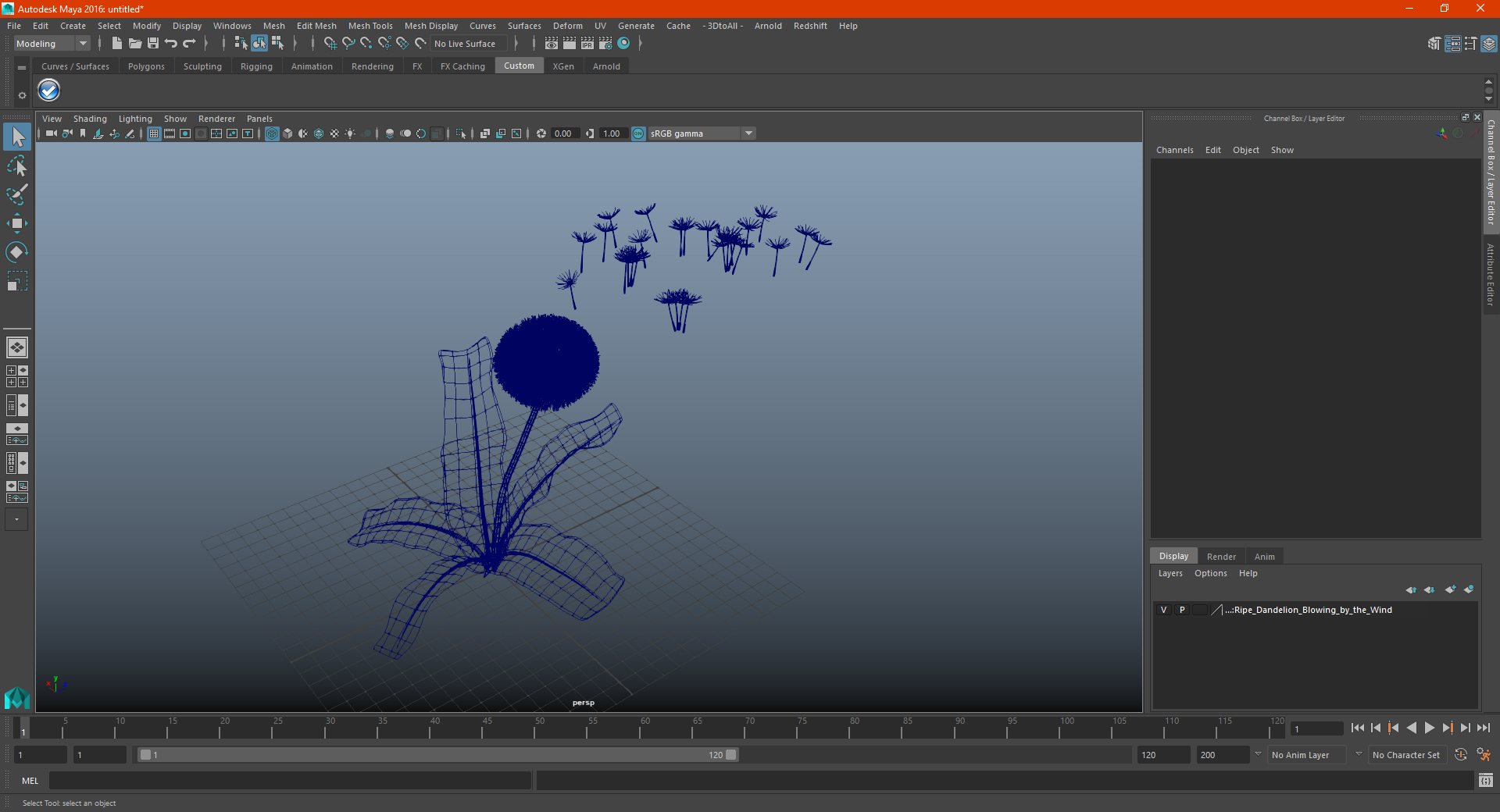 Ripe Dandelion Blowing by the Wind 3D model