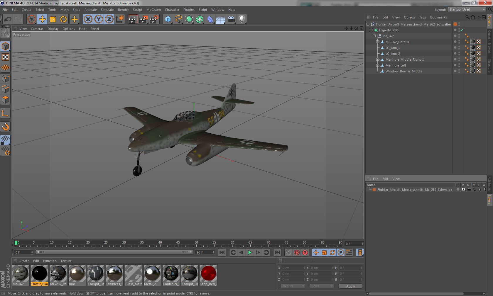 3D Fighter Aircraft Messerschmitt Me 262 Schwalbe