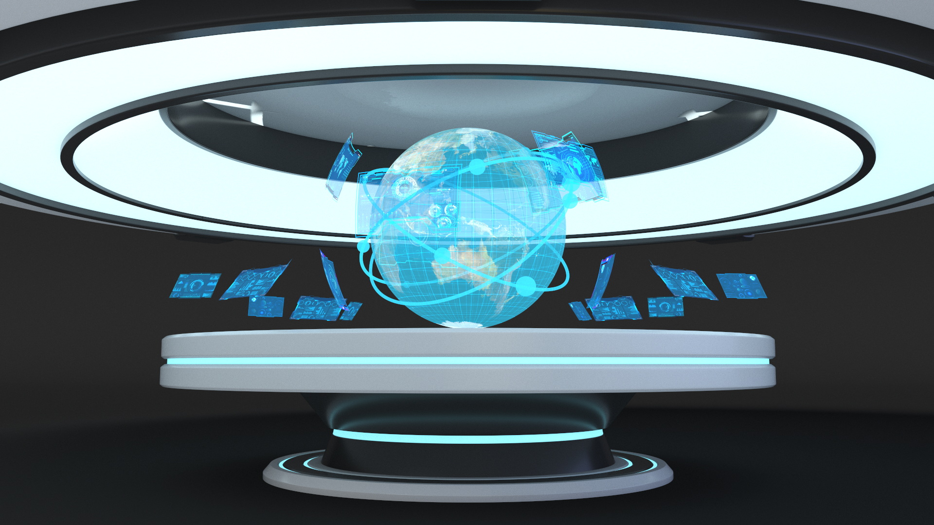 3D model Futuristic Holographic Projector Display