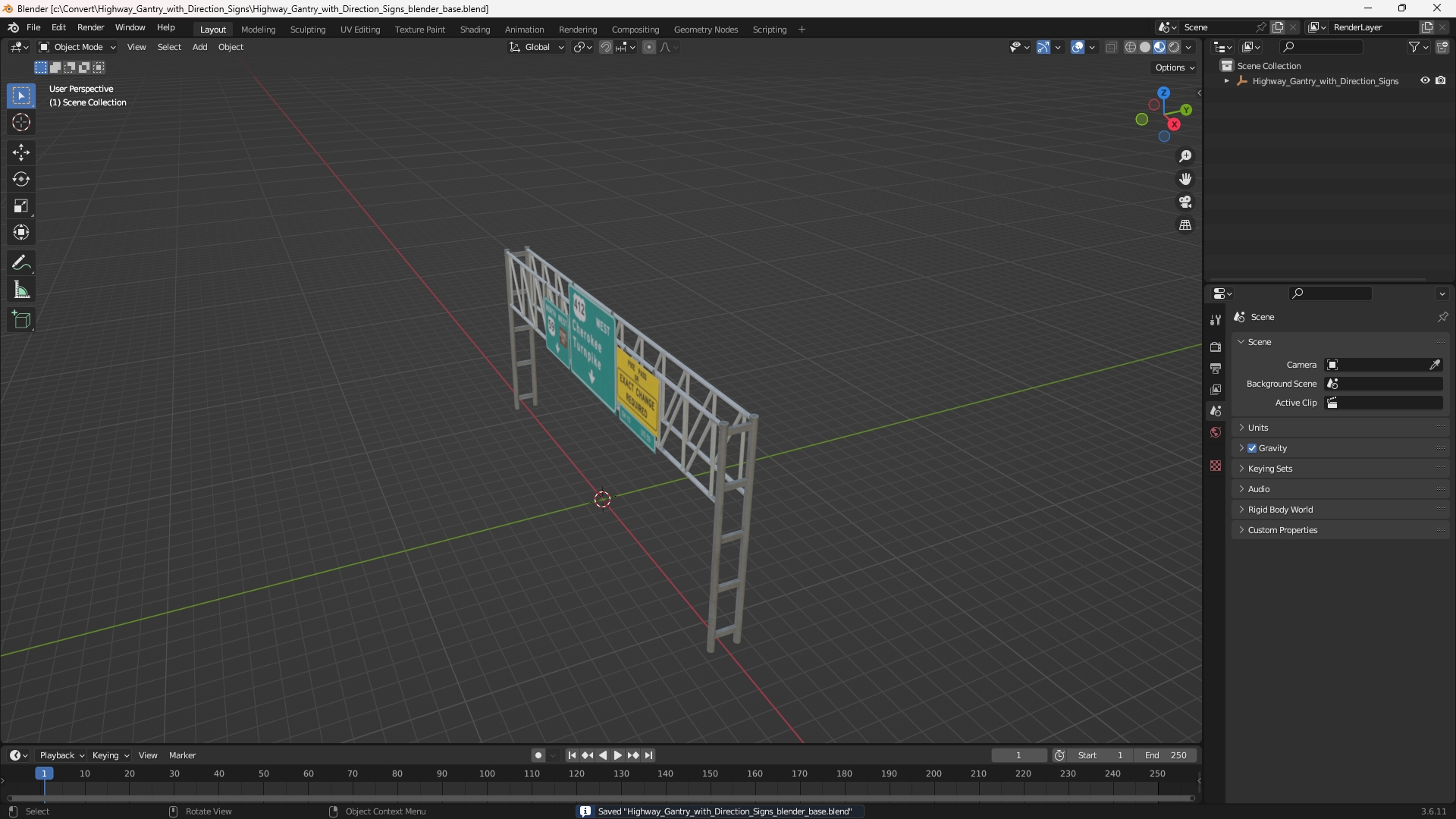 Highway Gantry with Direction Signs - view 10