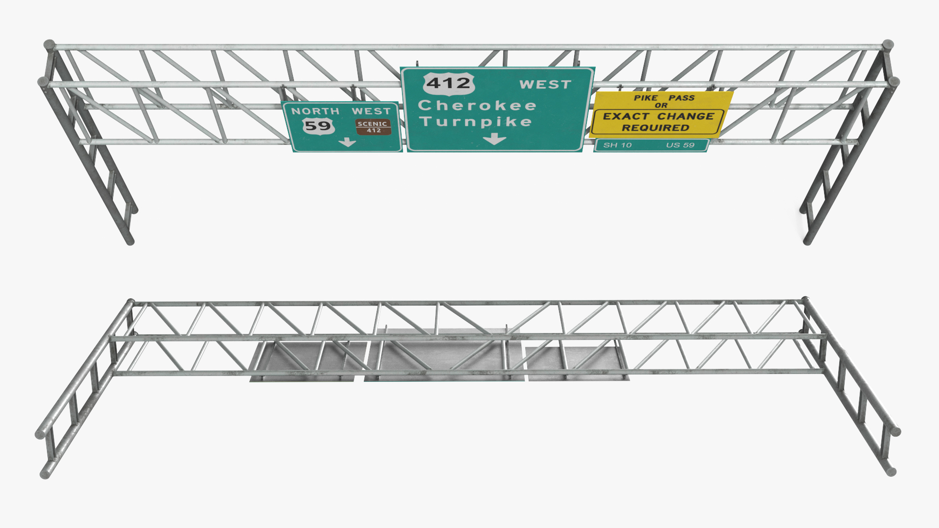 Highway Gantry with Direction Signs - view 5