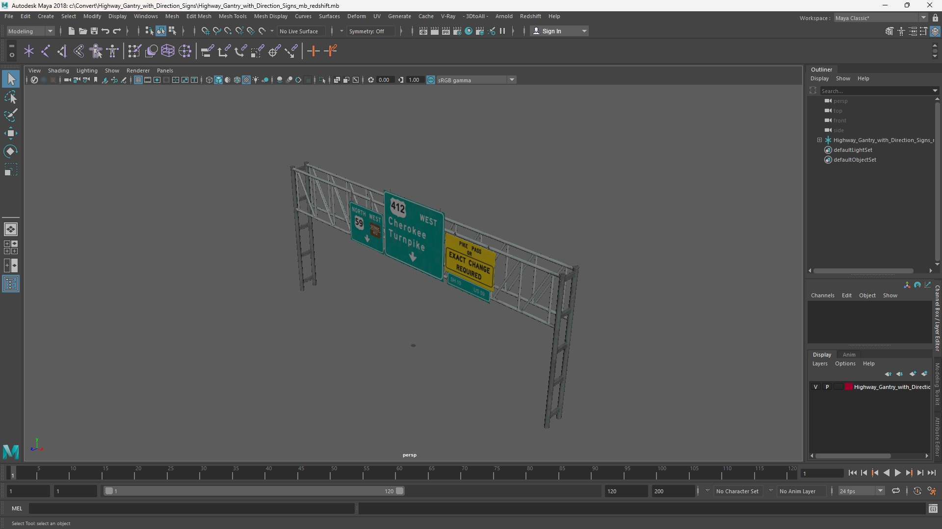 Highway Gantry with Direction Signs - view 11