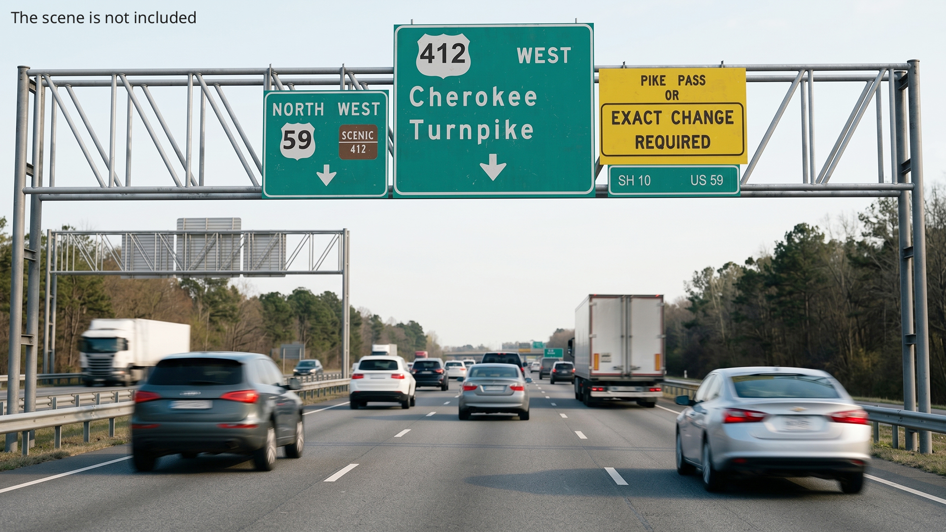 Highway Gantry with Direction Signs - view 3