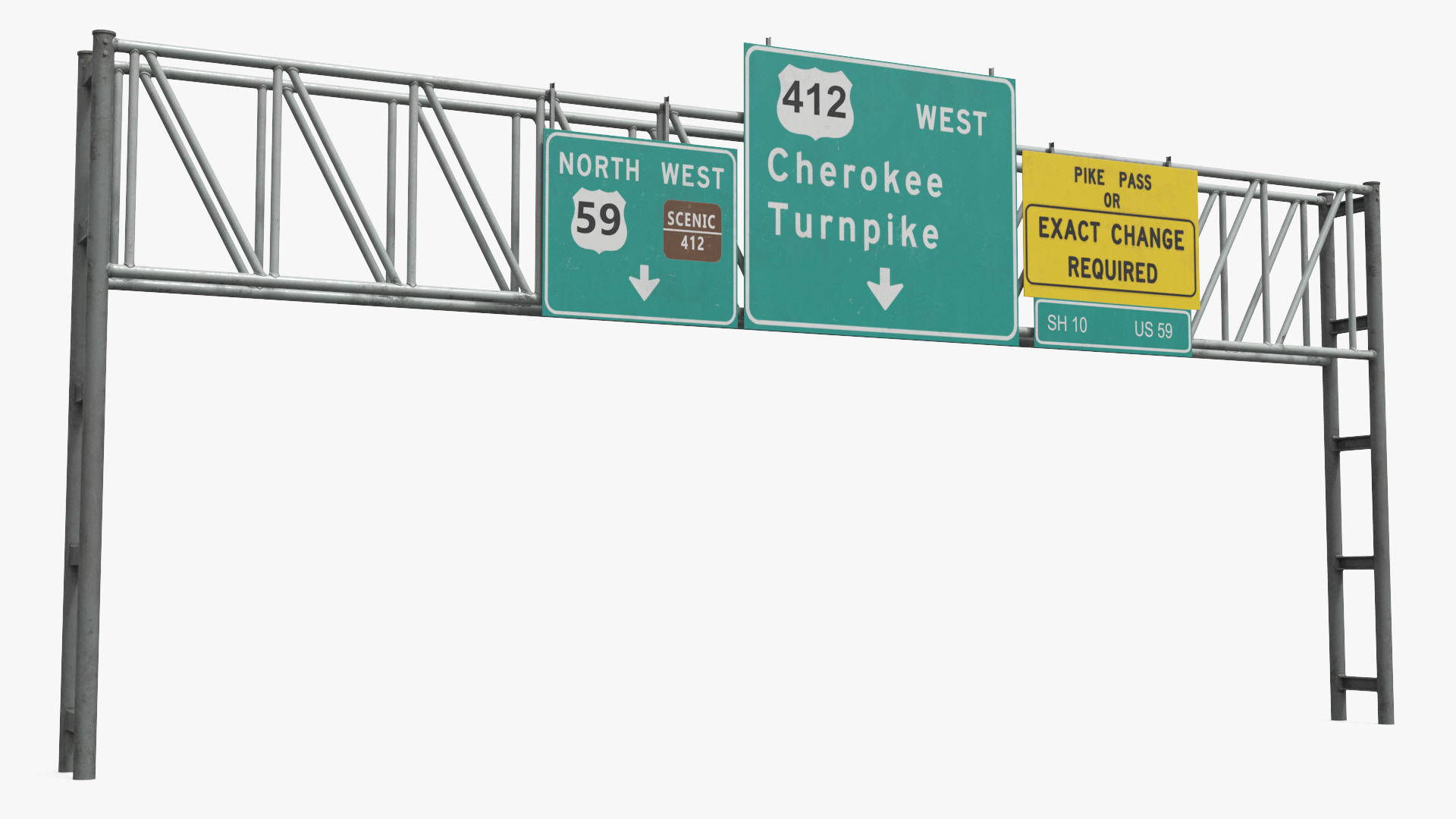 Highway Gantry with Direction Signs - view 2