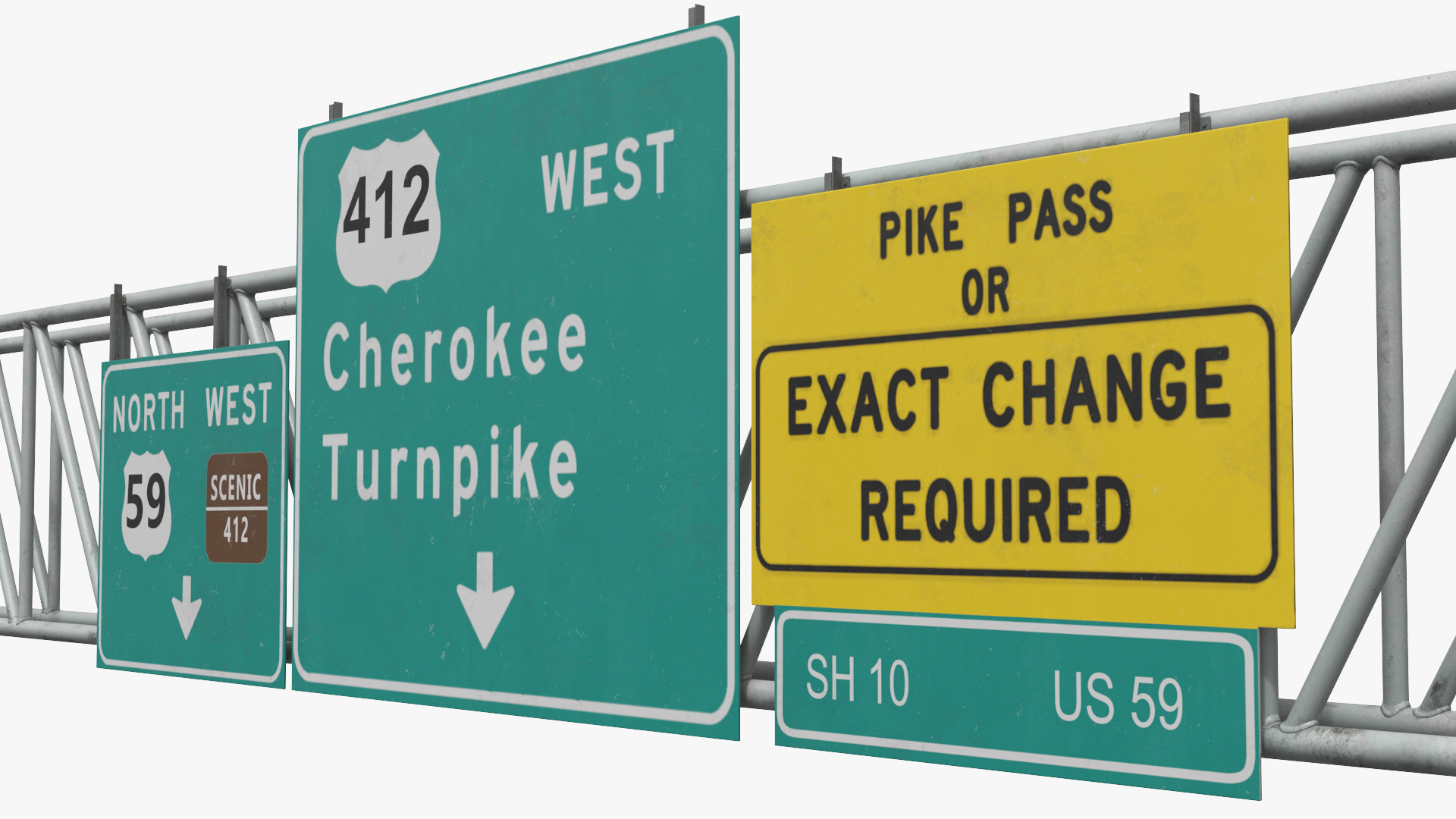 Highway Gantry with Direction Signs - view 6