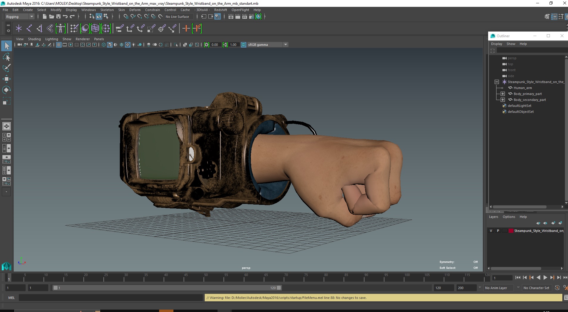 3D Steampunk Style Wristband on the Arm