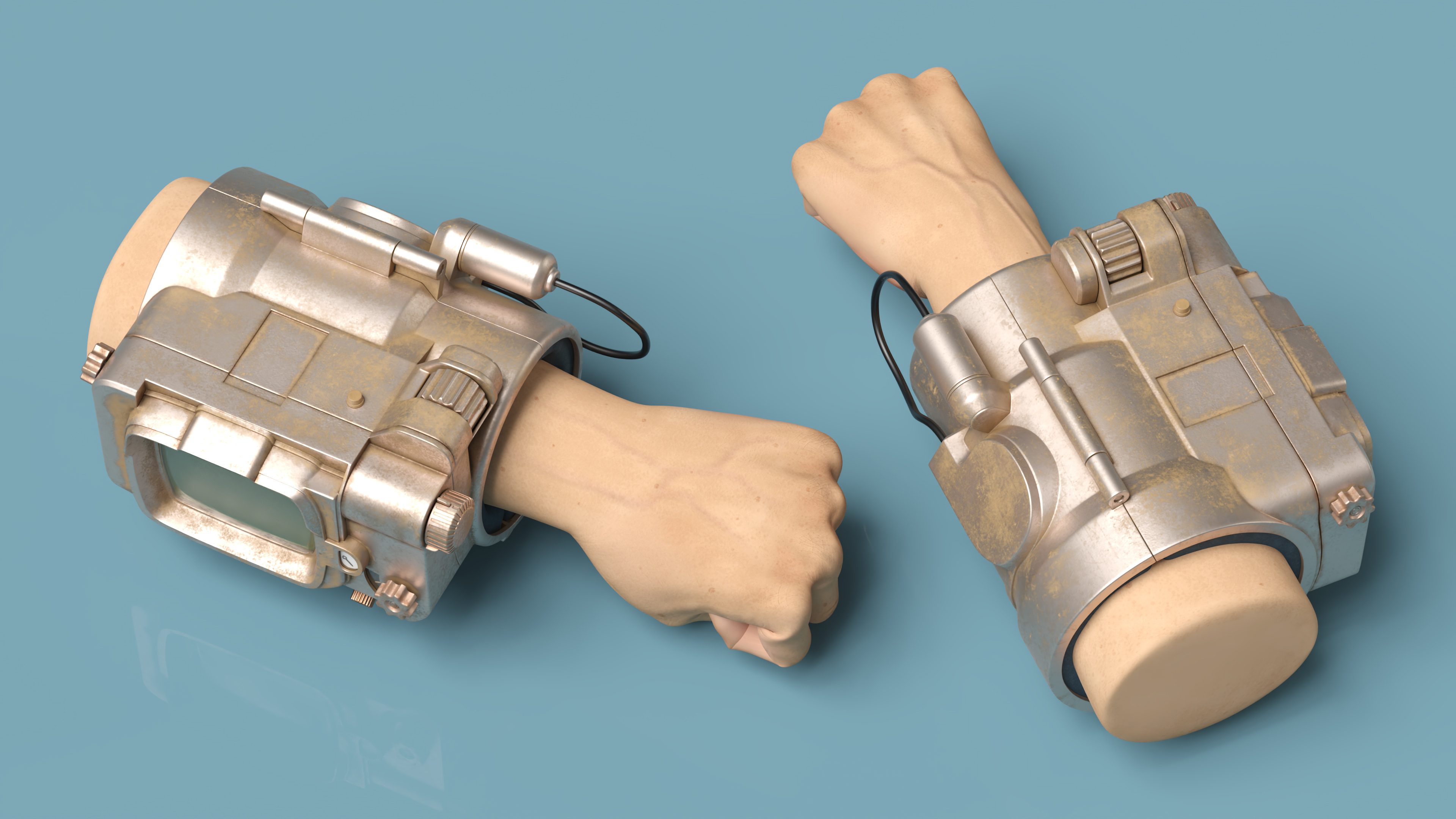 3D Steampunk Style Wristband on the Arm