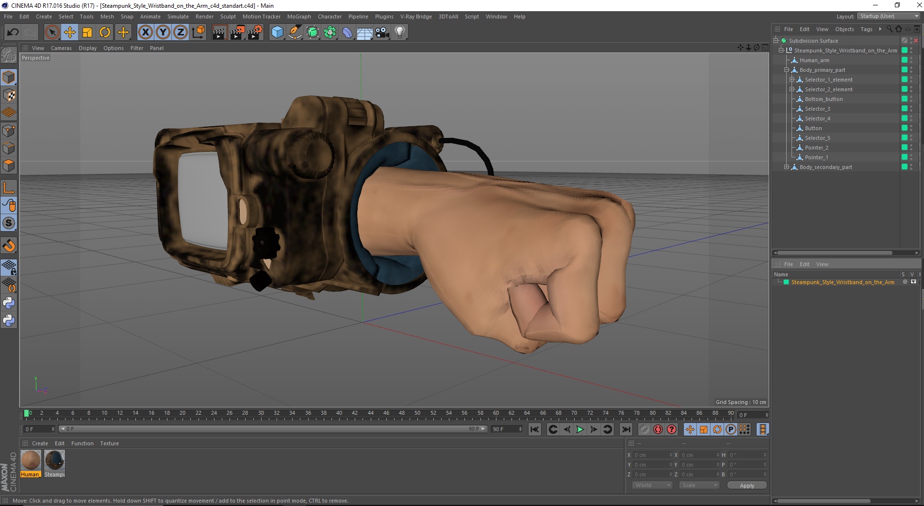 3D Steampunk Style Wristband on the Arm