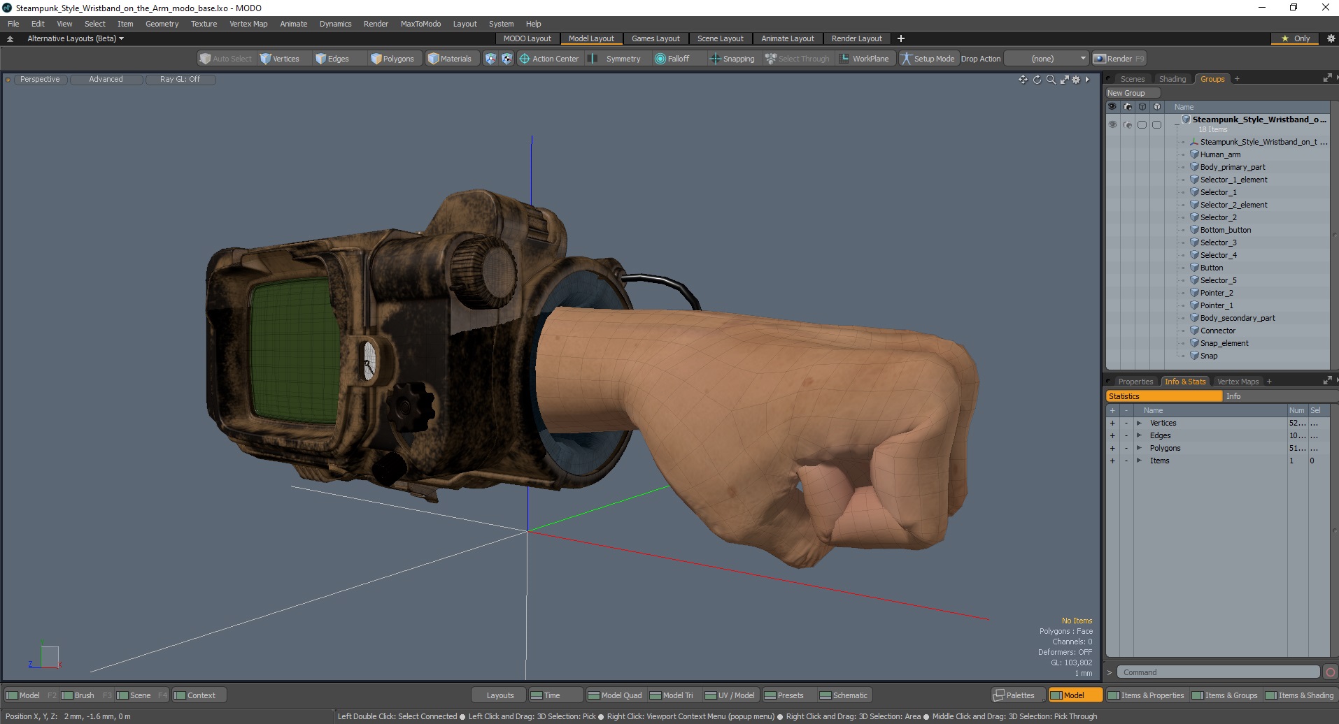 3D Steampunk Style Wristband on the Arm