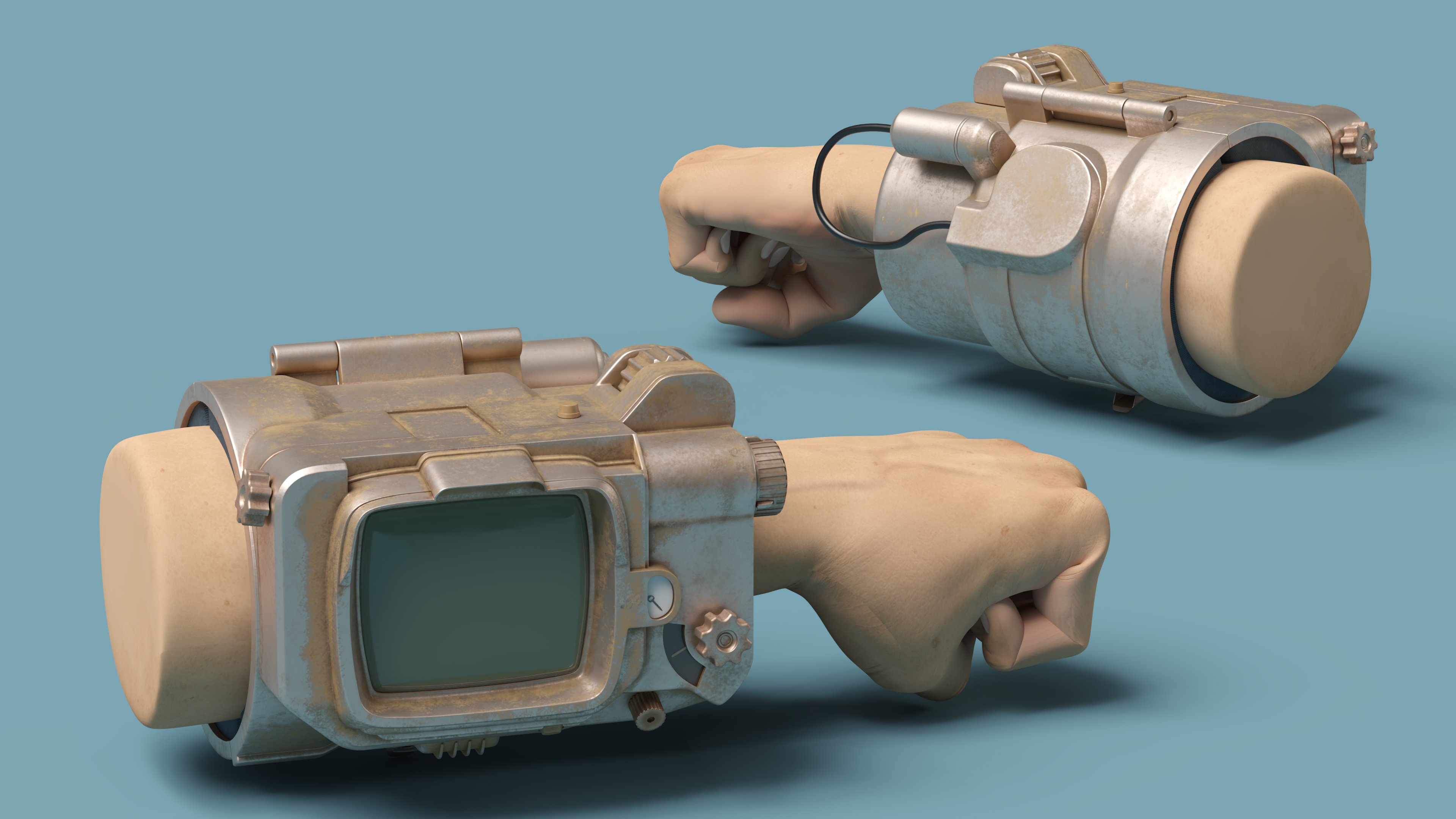 3D Steampunk Style Wristband on the Arm