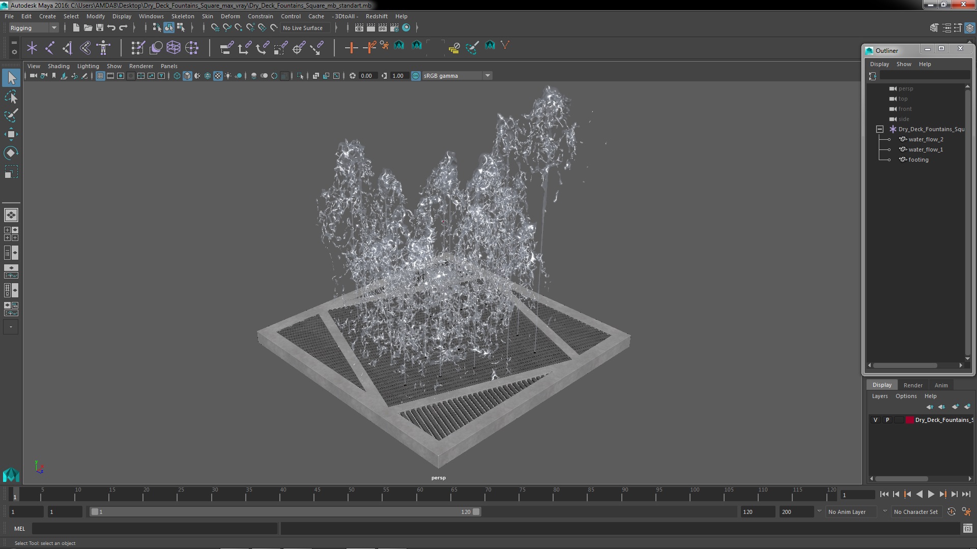 3D model Dry Deck Fountains Square