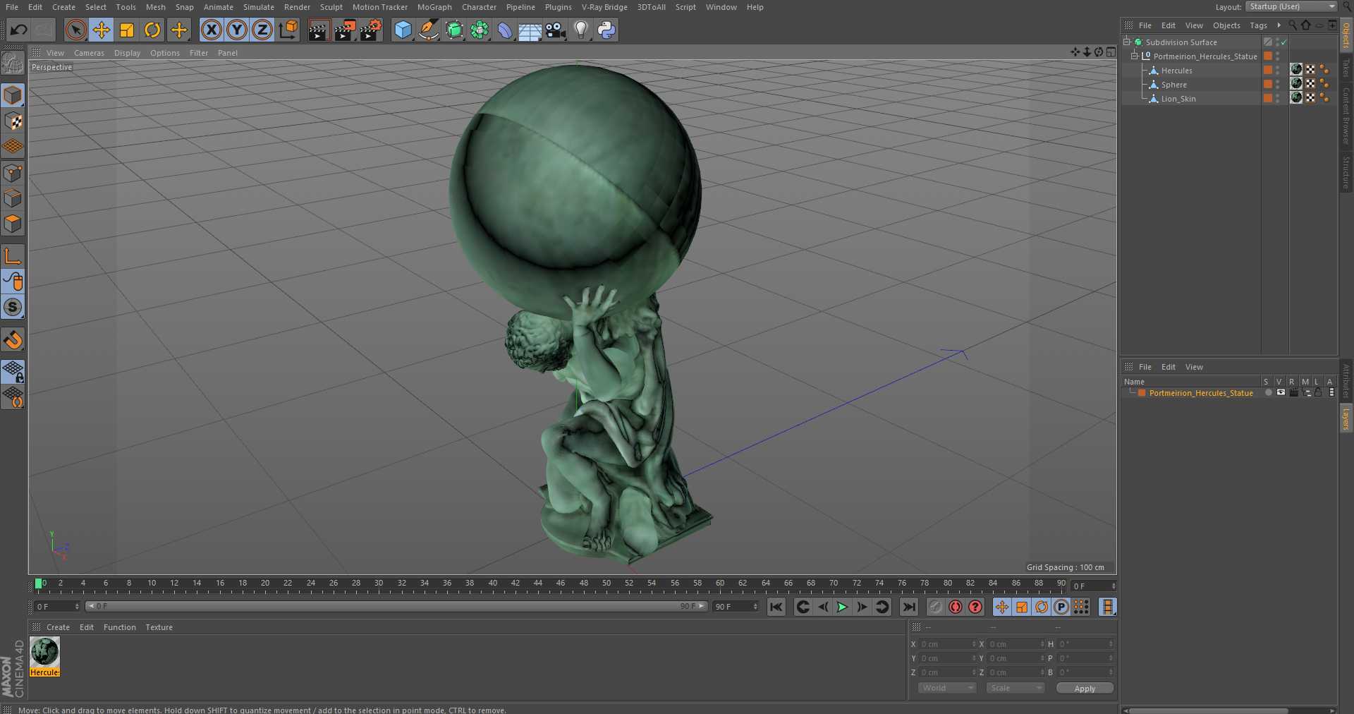 3D model Portmeirion Hercules Statue for 3D Print