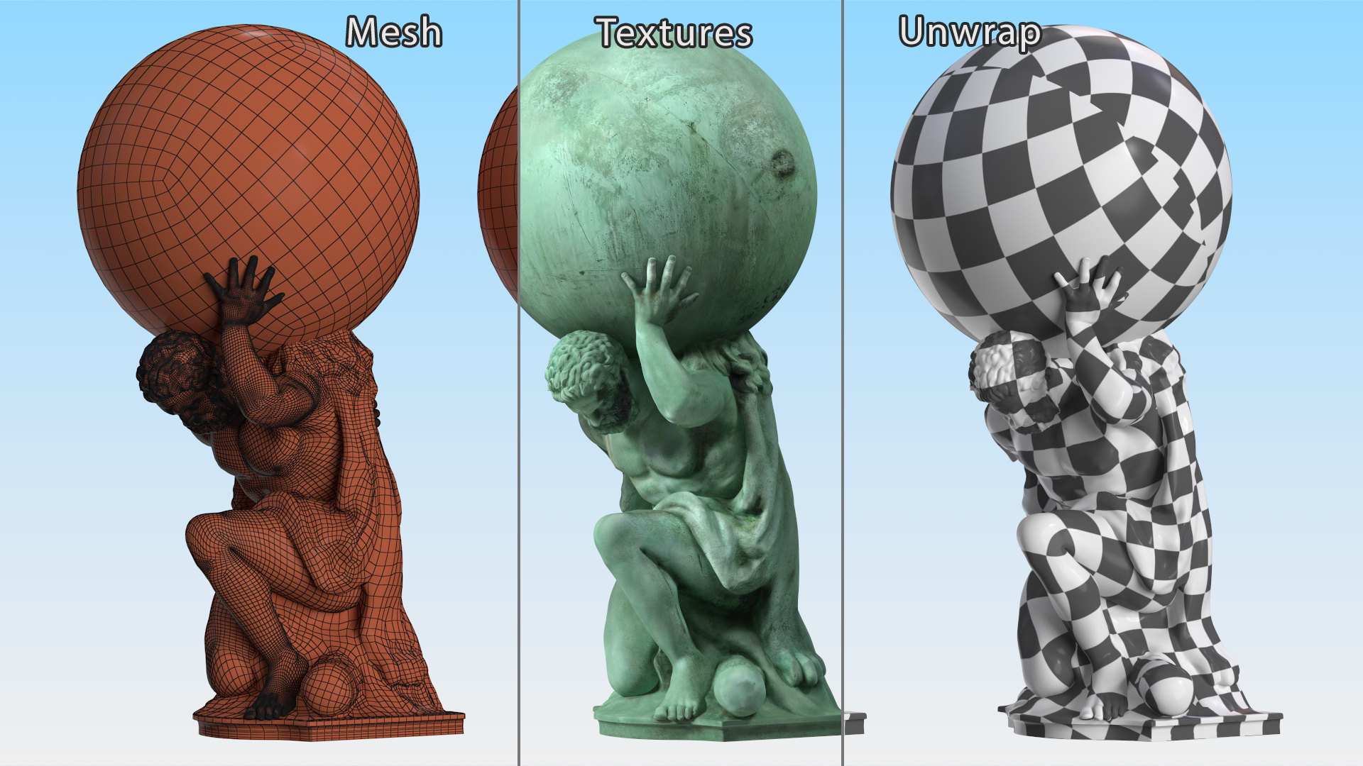 3D model Portmeirion Hercules Statue for 3D Print