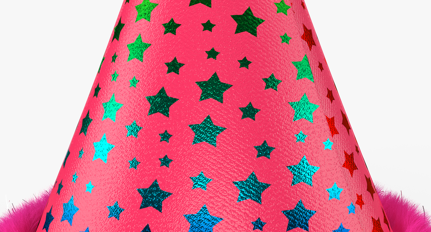 3D Party Cone Hat with Fur model