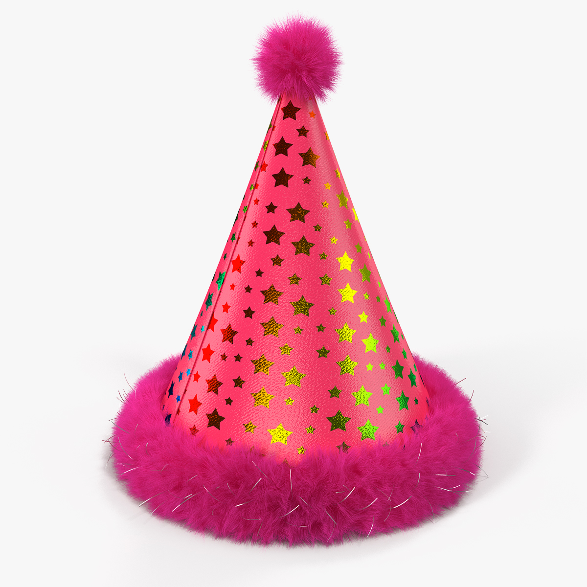 Party Cone Hat Fur 3D Model, view 4