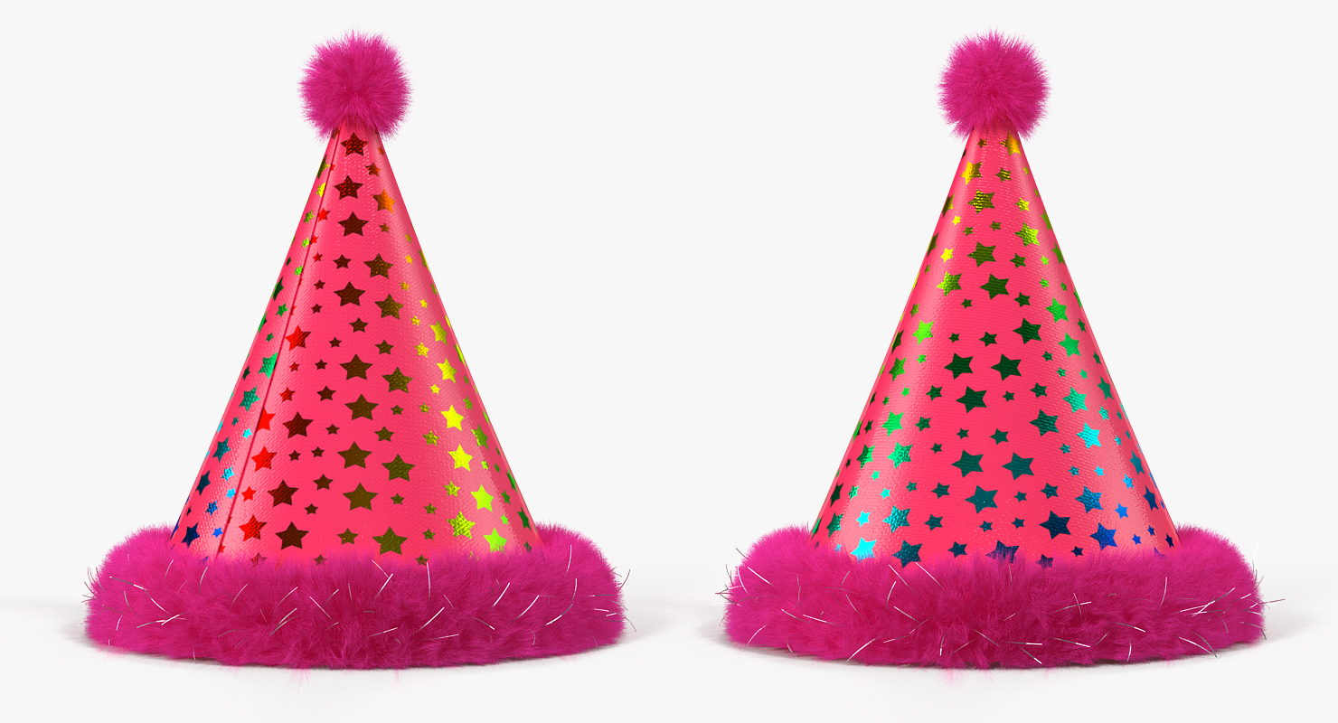 3D Party Cone Hat with Fur model