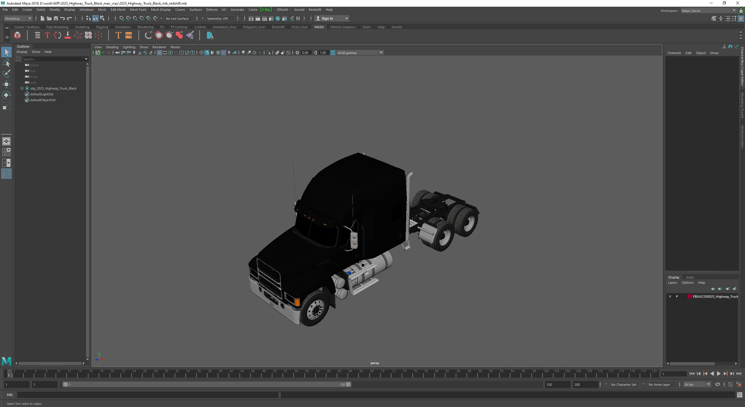 2025 Highway Truck Black 3D model
