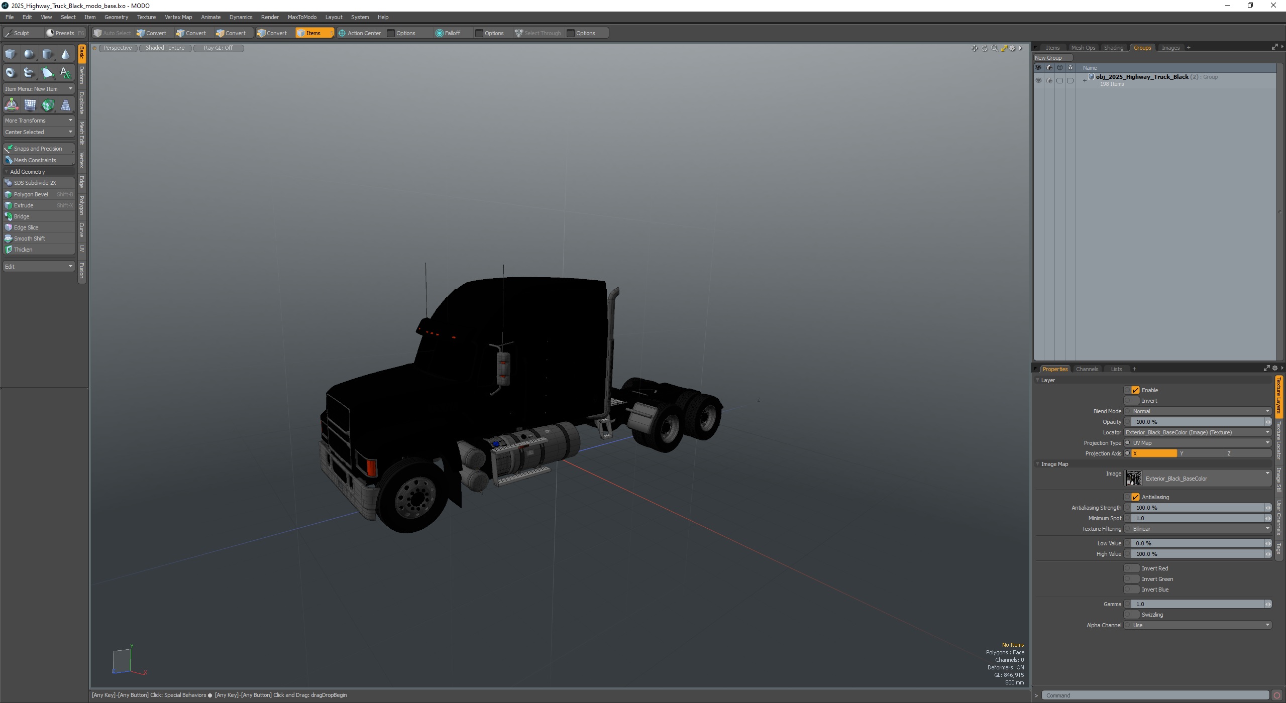 2025 Highway Truck Black 3D model