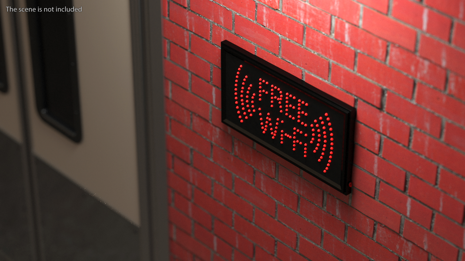 3D Free WiFi LED Sign Red Neon Light ON