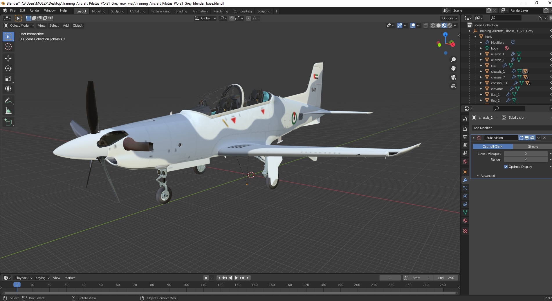 3D Training Aircraft Pilatus PC-21 Grey