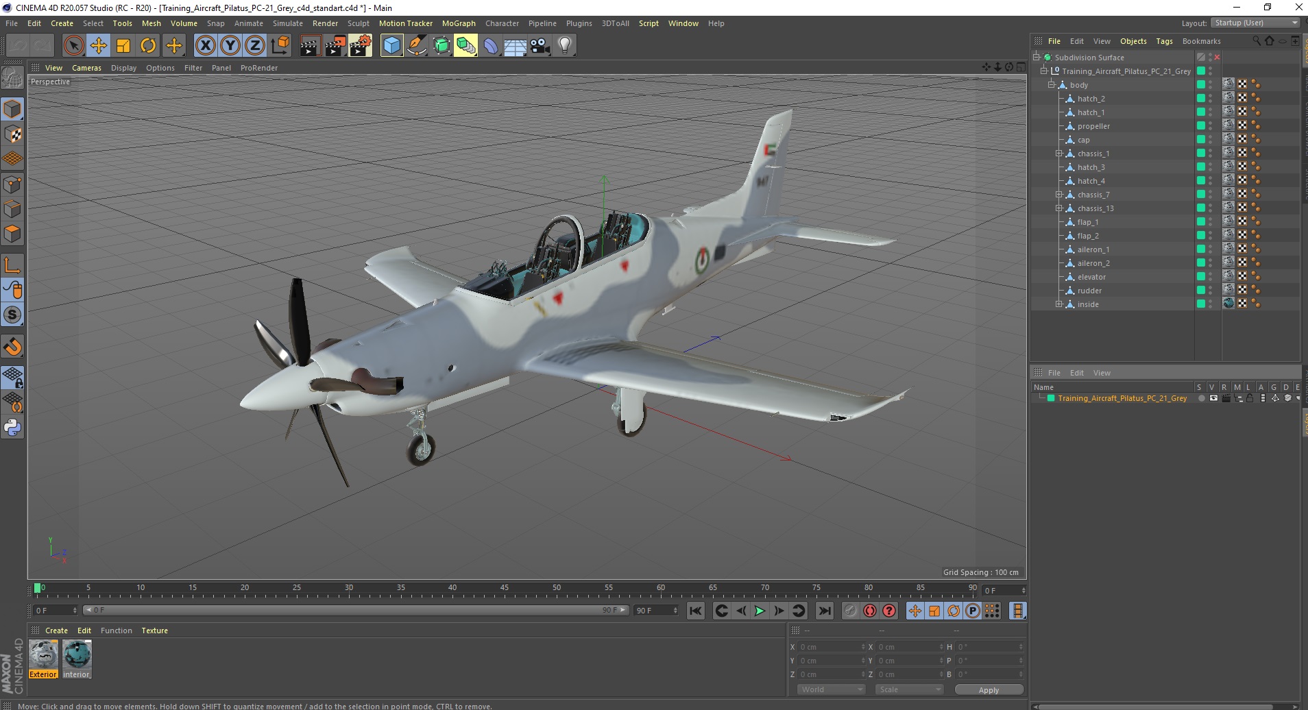 3D Training Aircraft Pilatus PC-21 Grey
