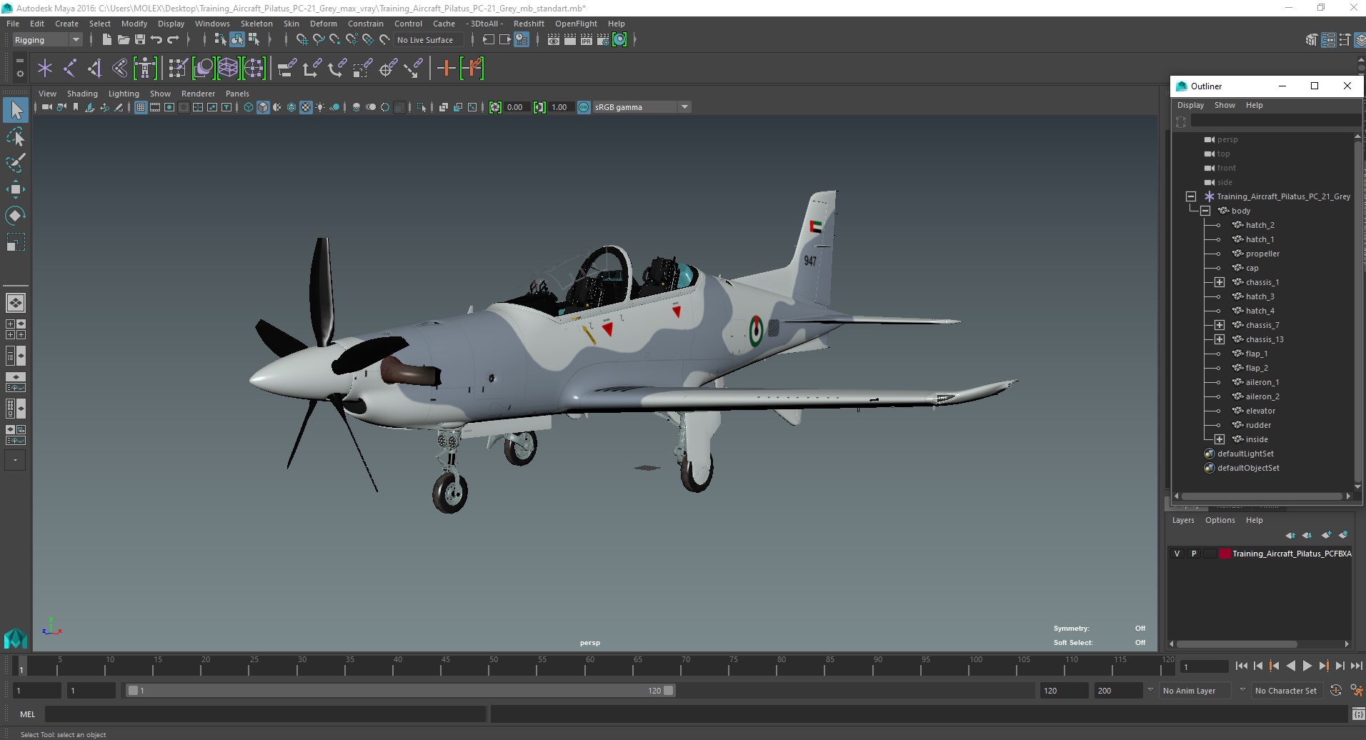 3D Training Aircraft Pilatus PC-21 Grey