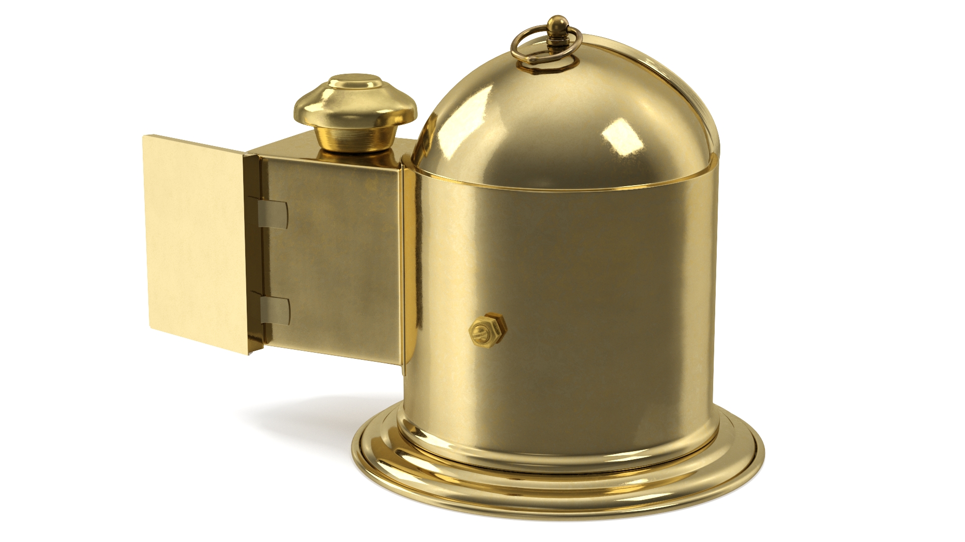 Antique Marine Compass with Oil Lamp Brass Open 3D