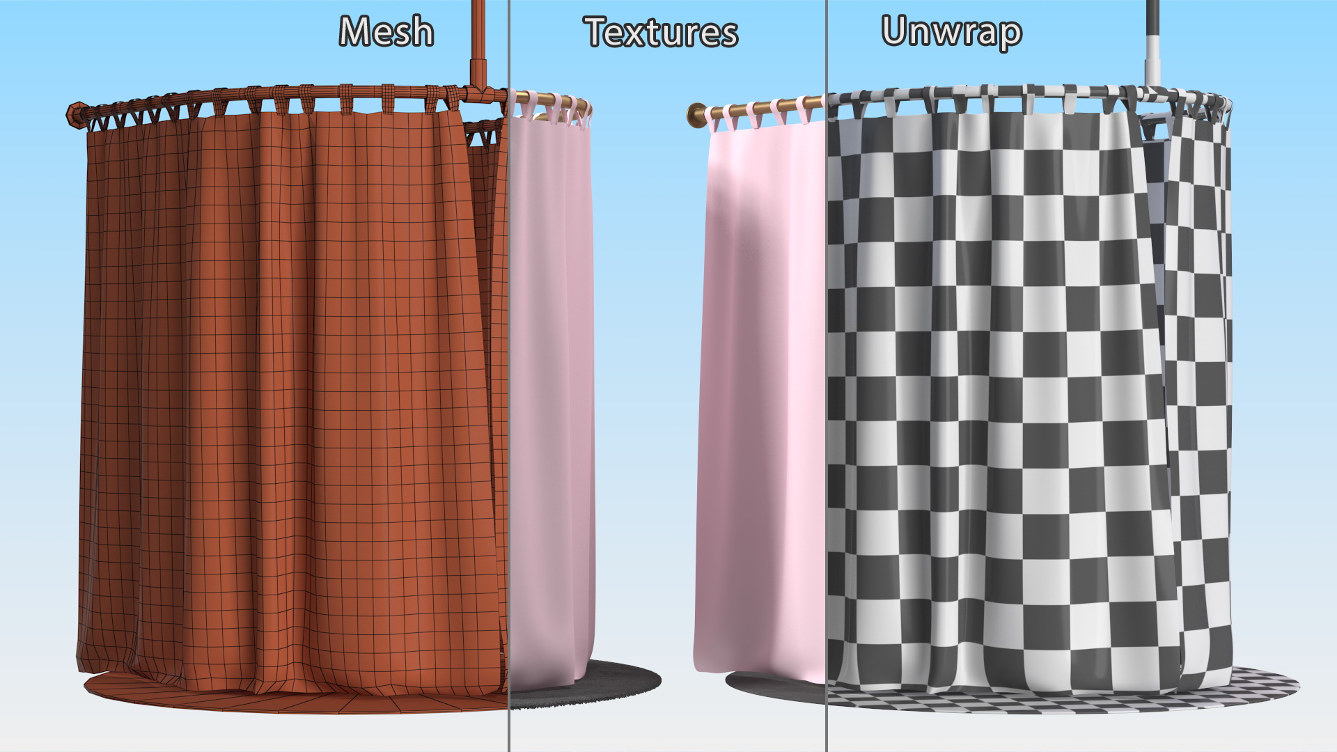 3D Clothing Store Fitting Room Pink Closed Fur model