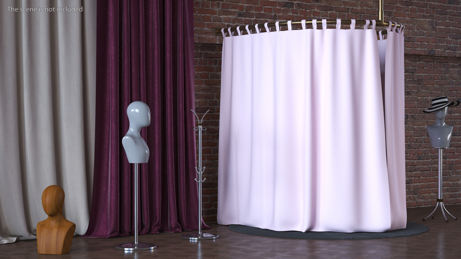 3D Clothing Store Fitting Room Pink Closed Fur model
