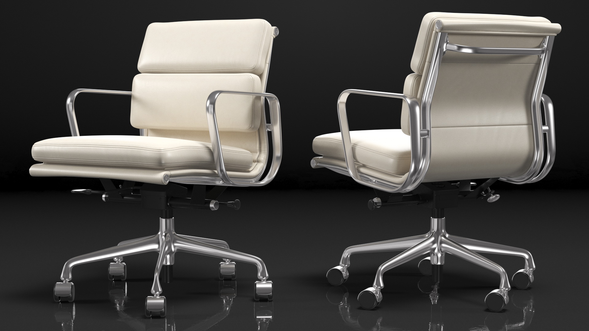3D model Management Chair White Leather