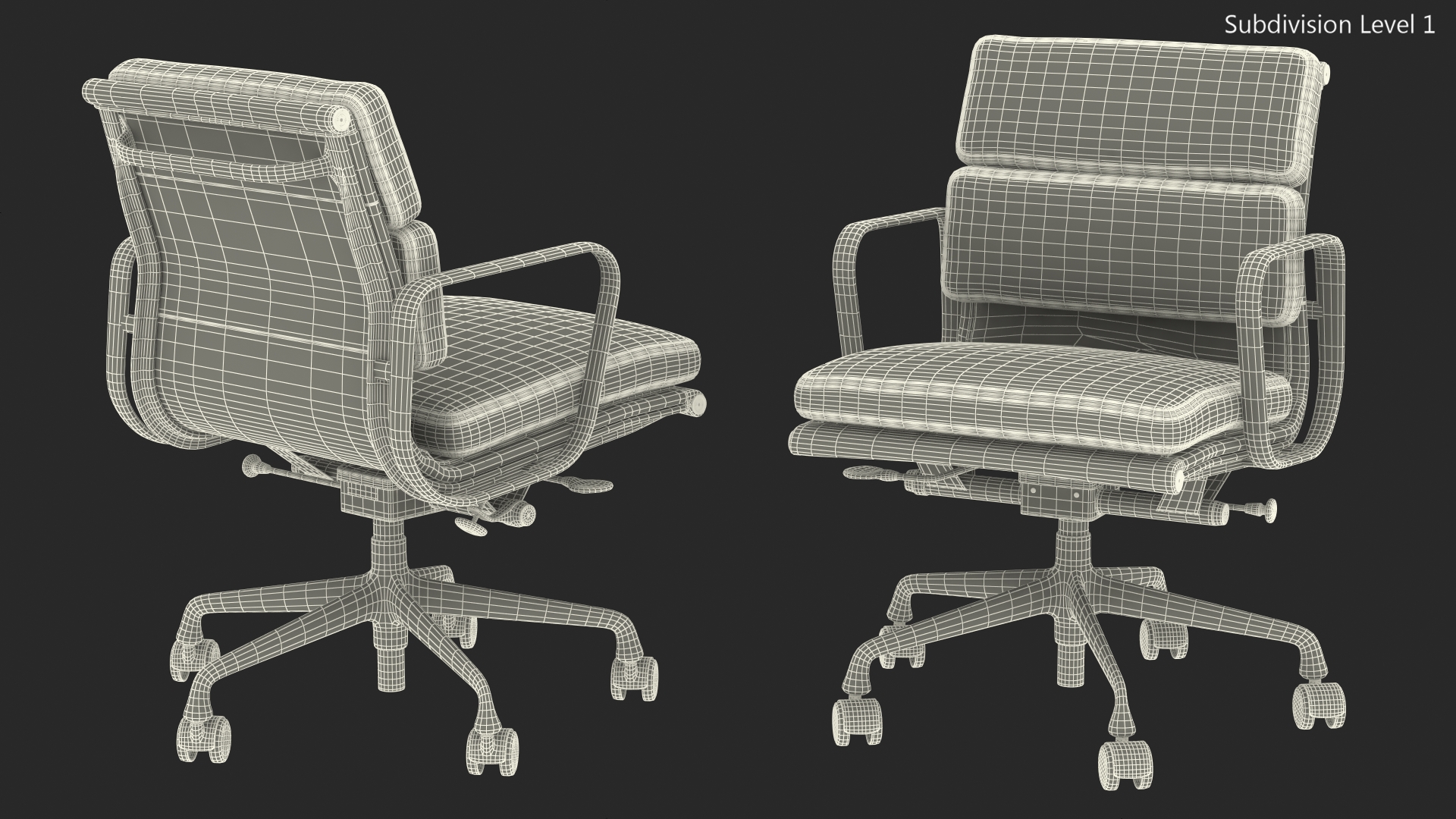 3D model Management Chair White Leather