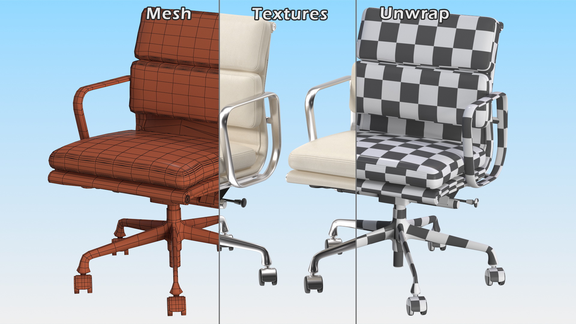 3D model Management Chair White Leather