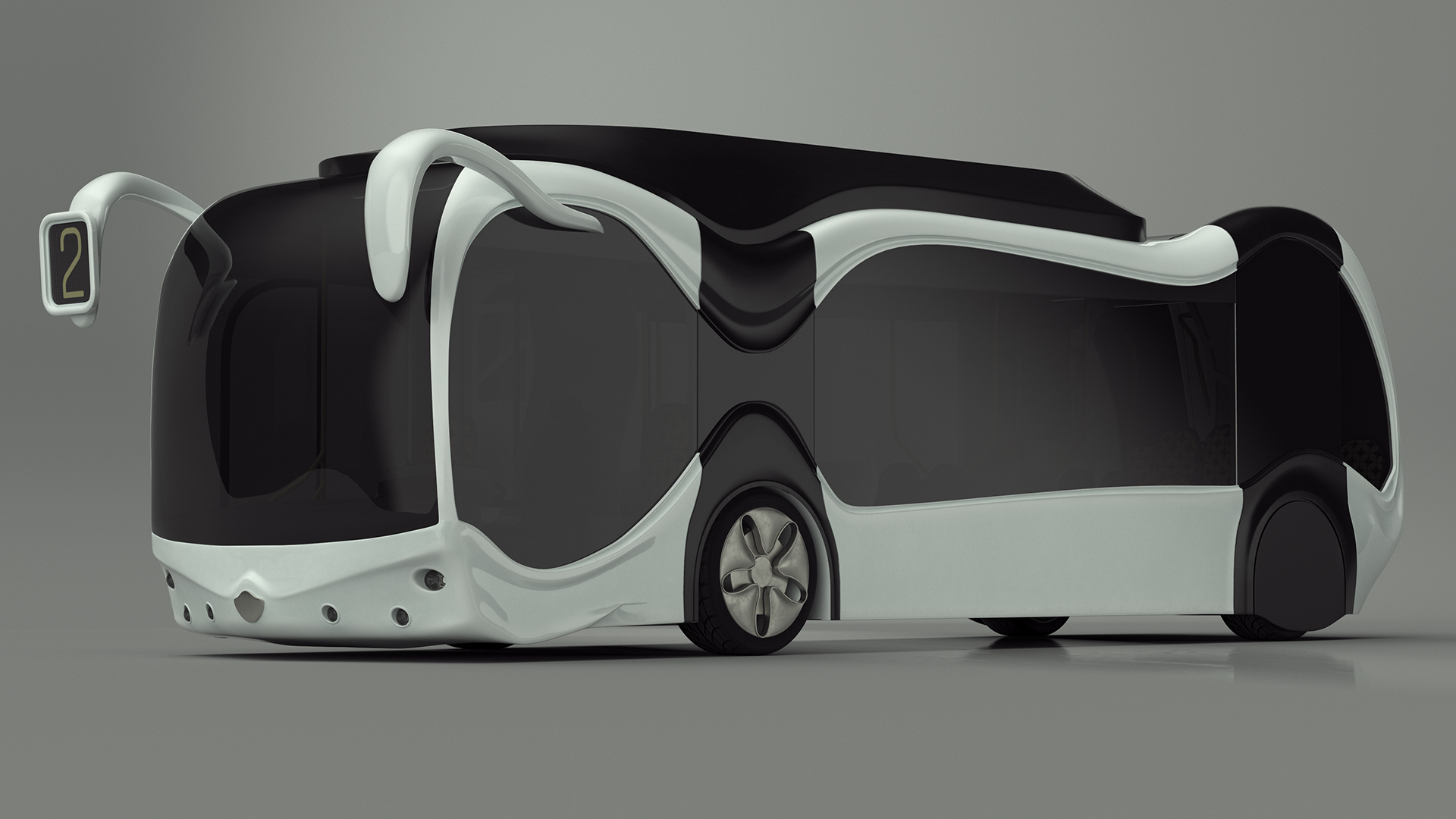 Futuristic Electric Bus Concept White 3D