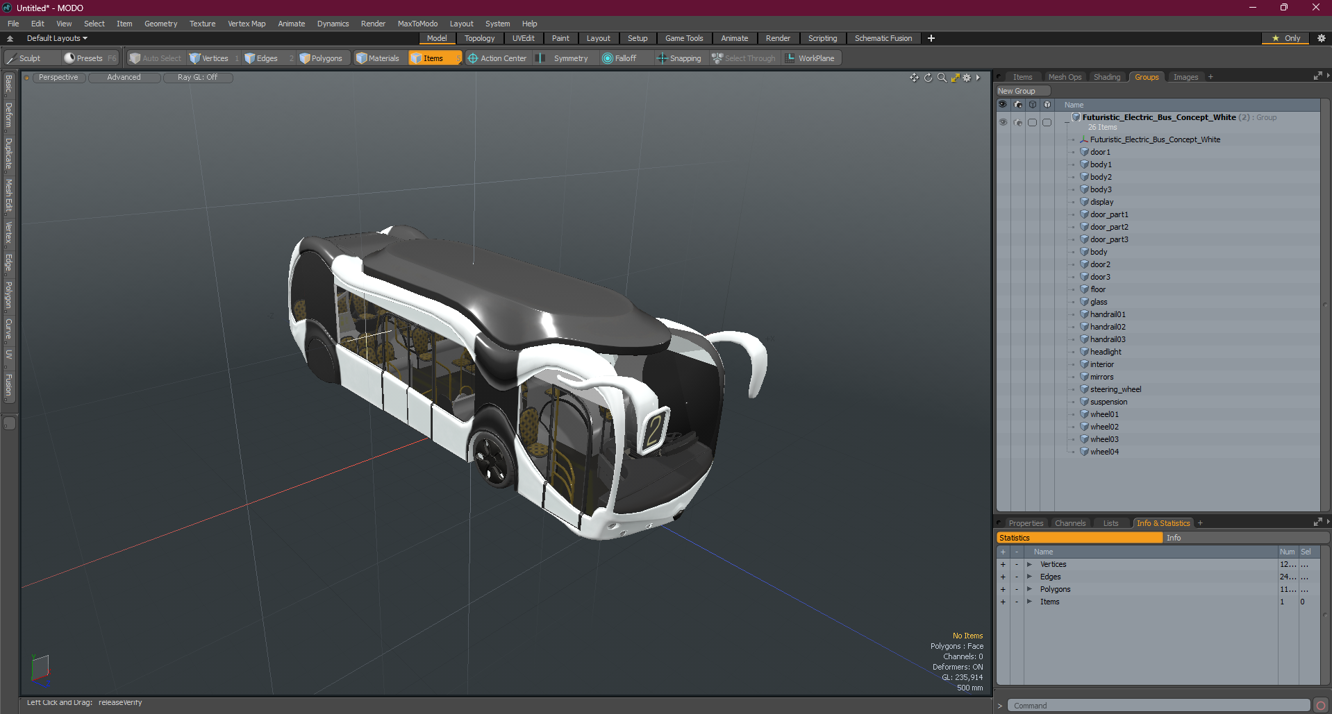 Futuristic Electric Bus Concept White 3D