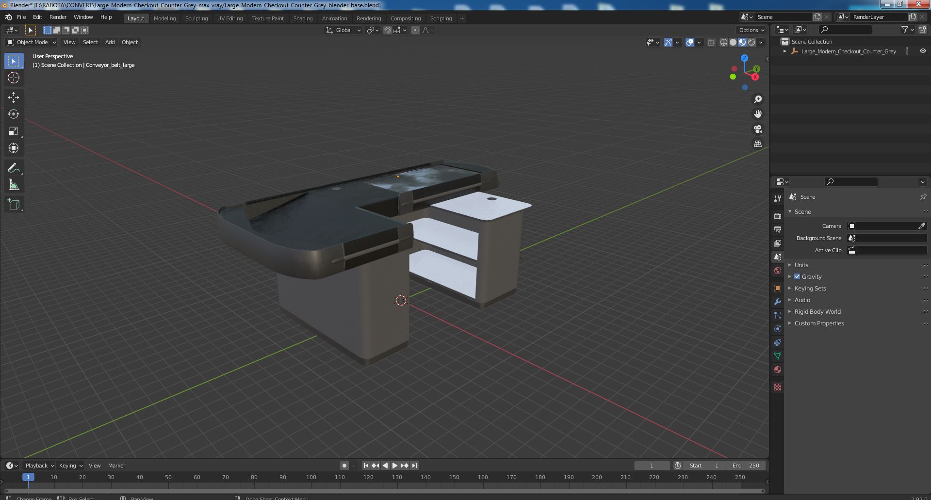 Large Modern Checkout Counter Grey 3D model