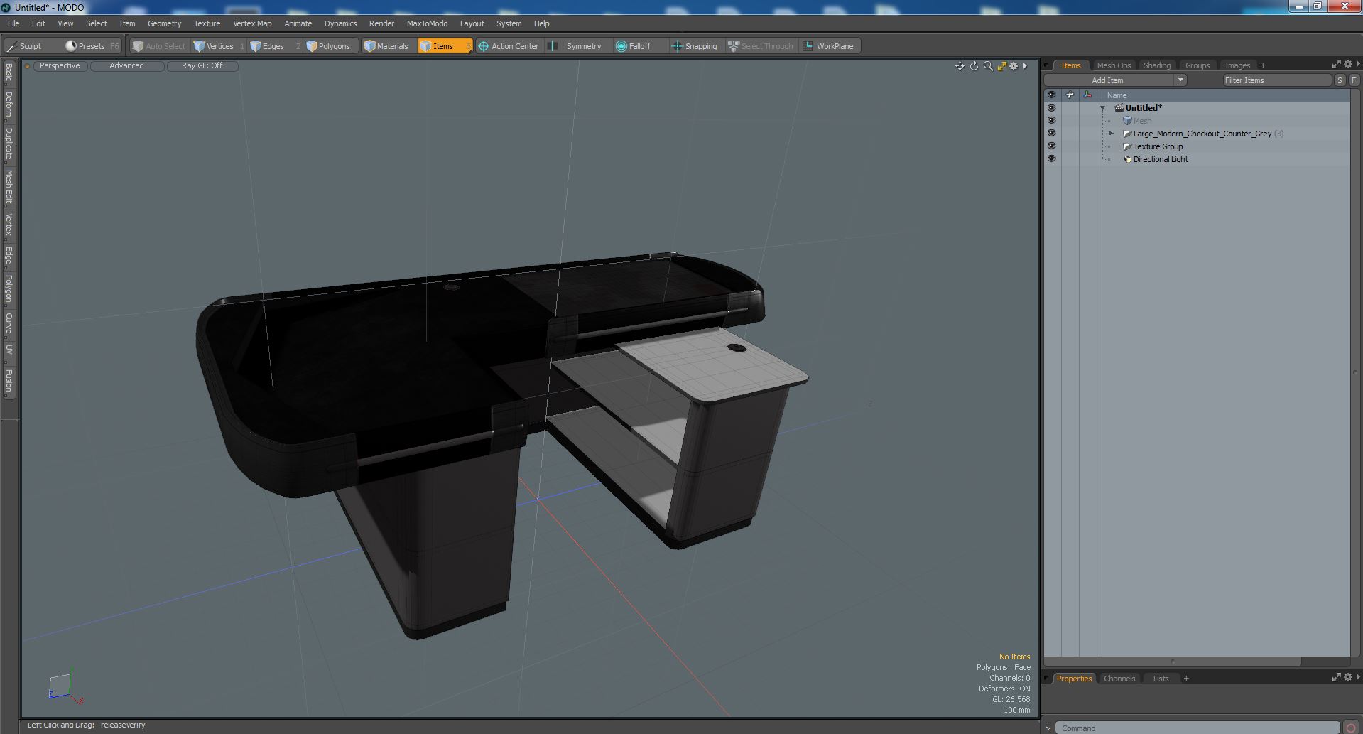 Large Modern Checkout Counter Grey 3D model