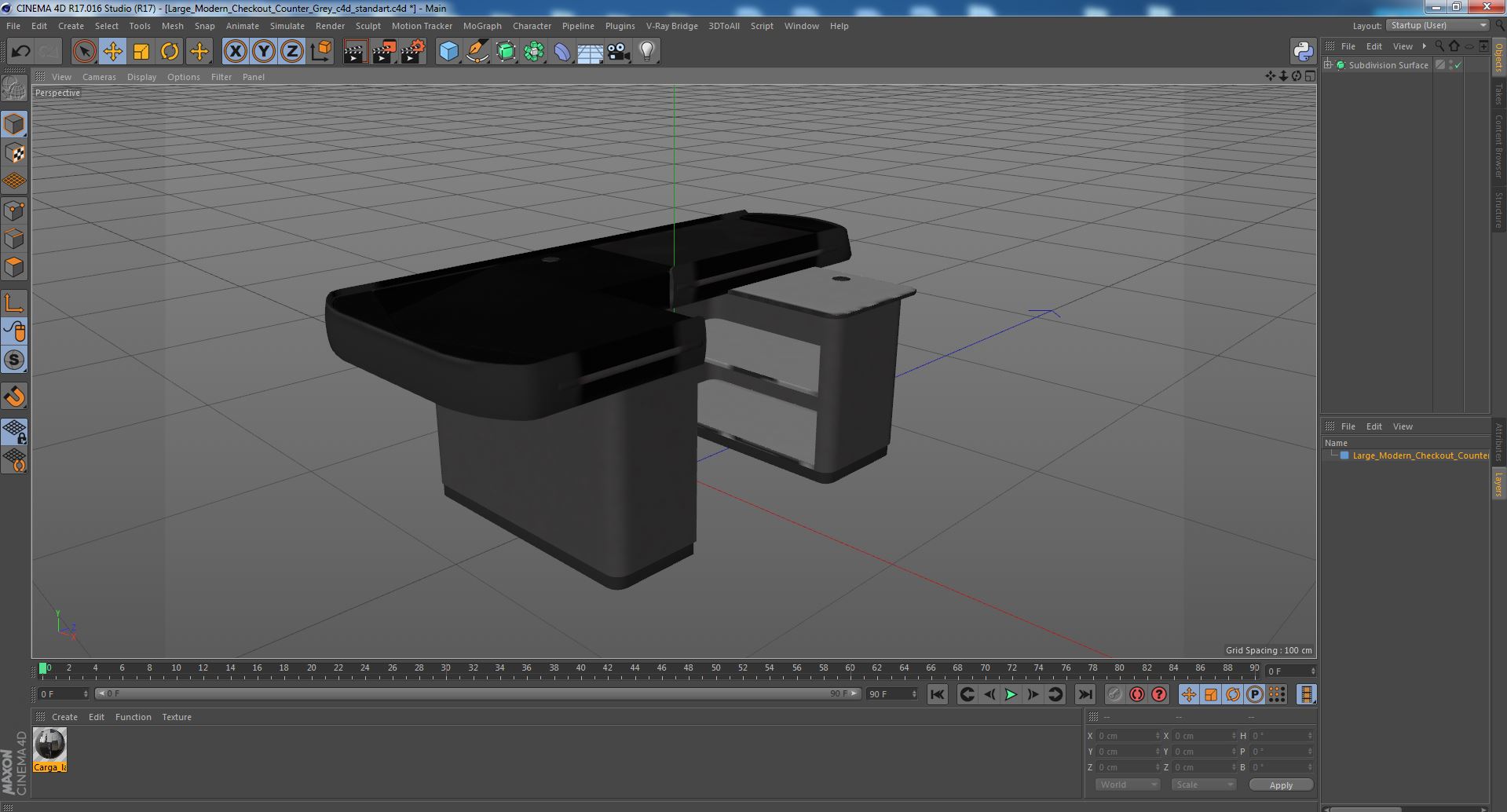 Large Modern Checkout Counter Grey 3D model
