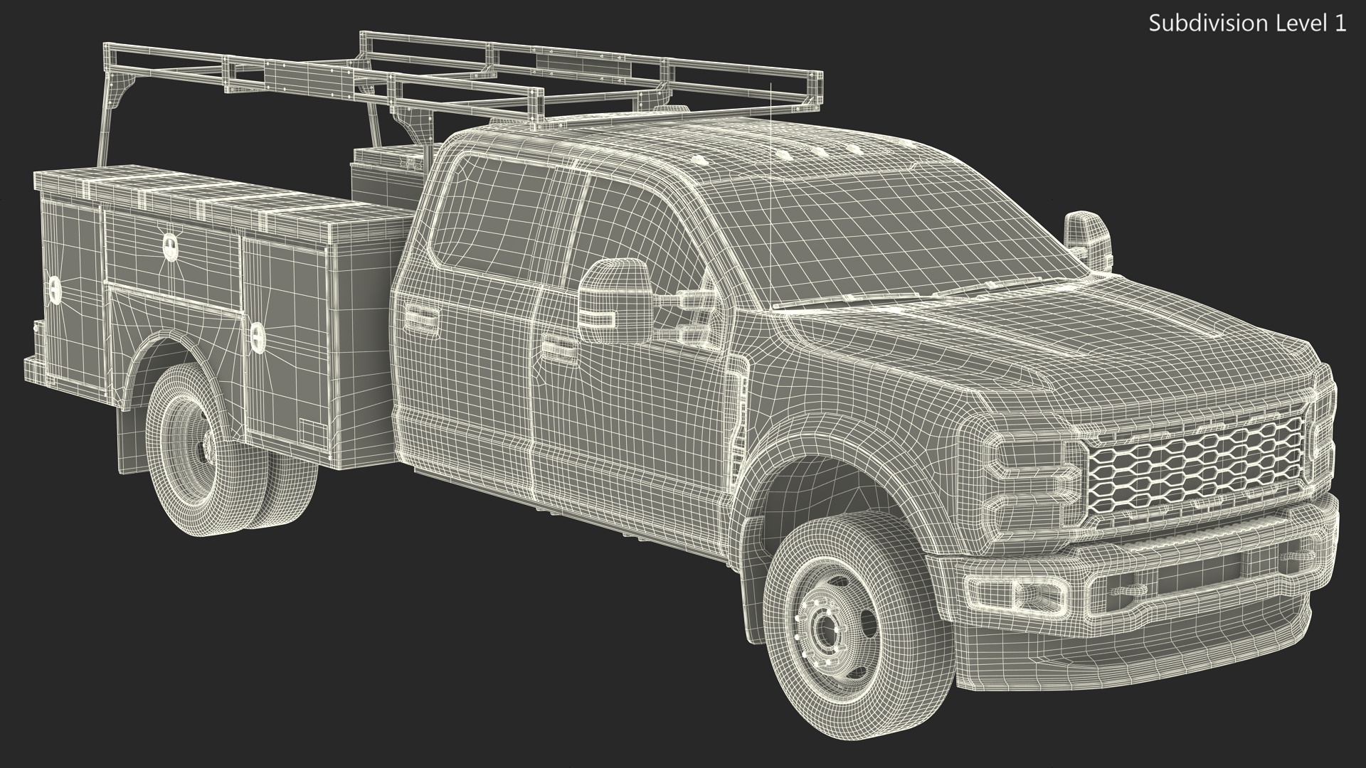 Black Chassis Cab with Service Body Rigged 3D
