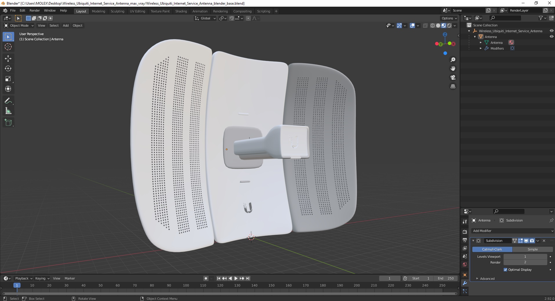 Wireless Ubiquiti Internet Service Antenna 3D