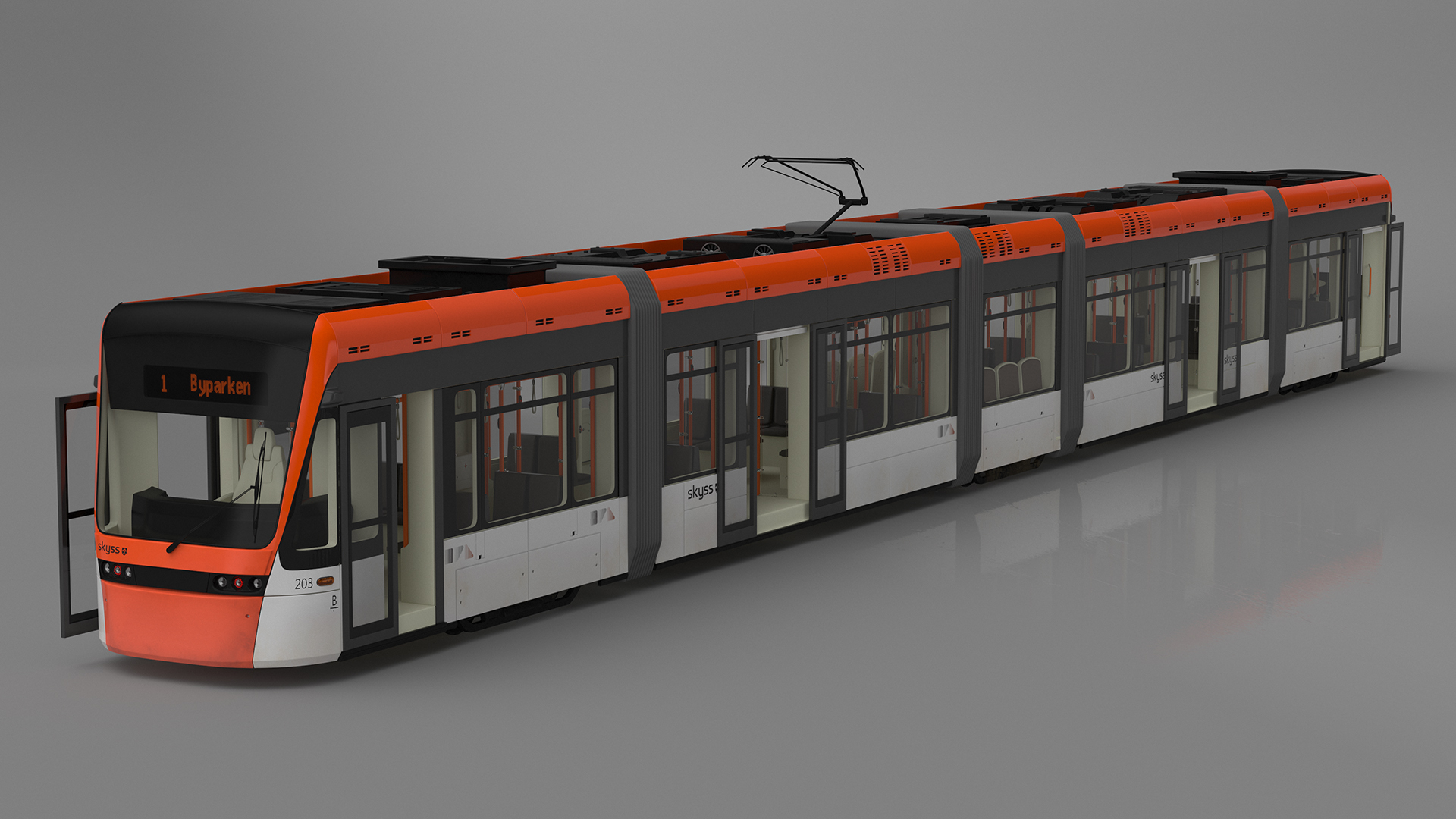 3D model Modern City Tram Bybanen Rigged for Cinema 4D