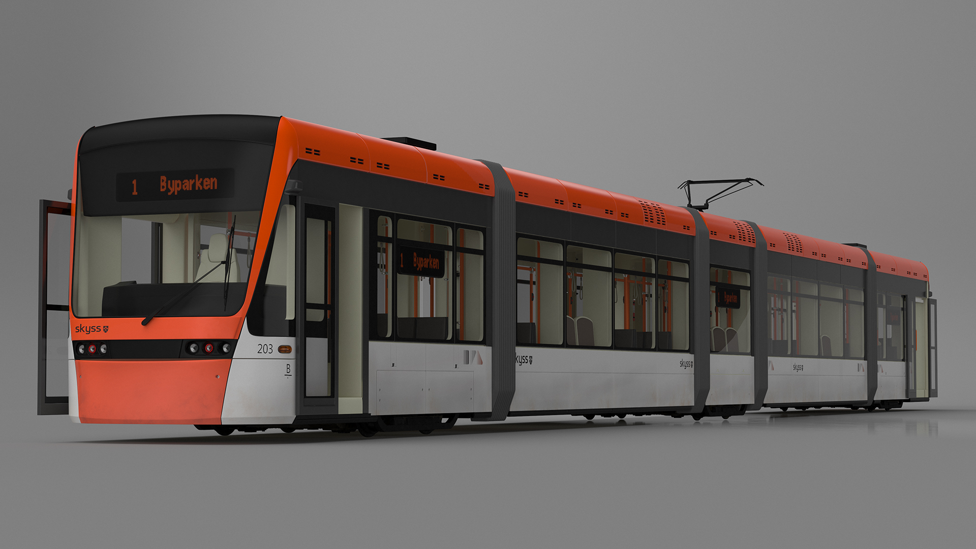 3D model Modern City Tram Bybanen Rigged for Cinema 4D