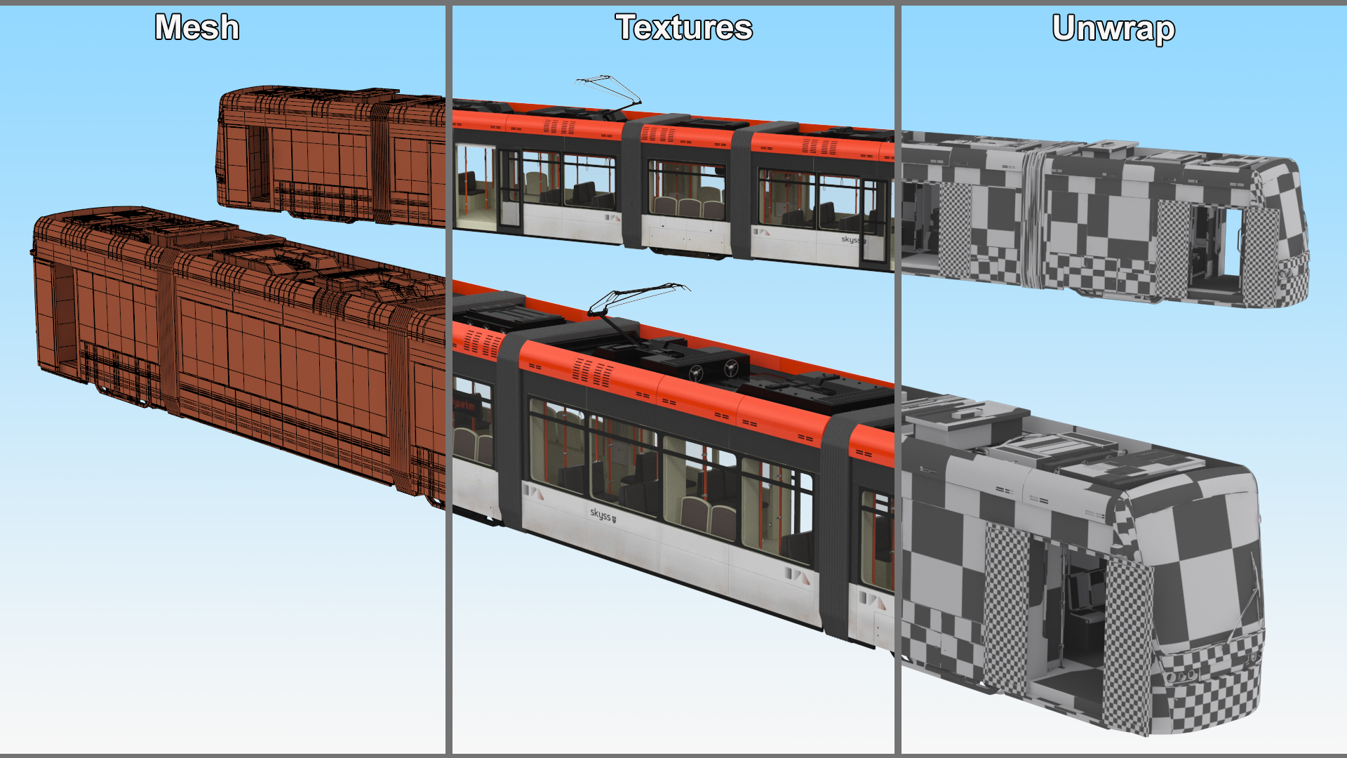 3D model Modern City Tram Bybanen Rigged for Cinema 4D