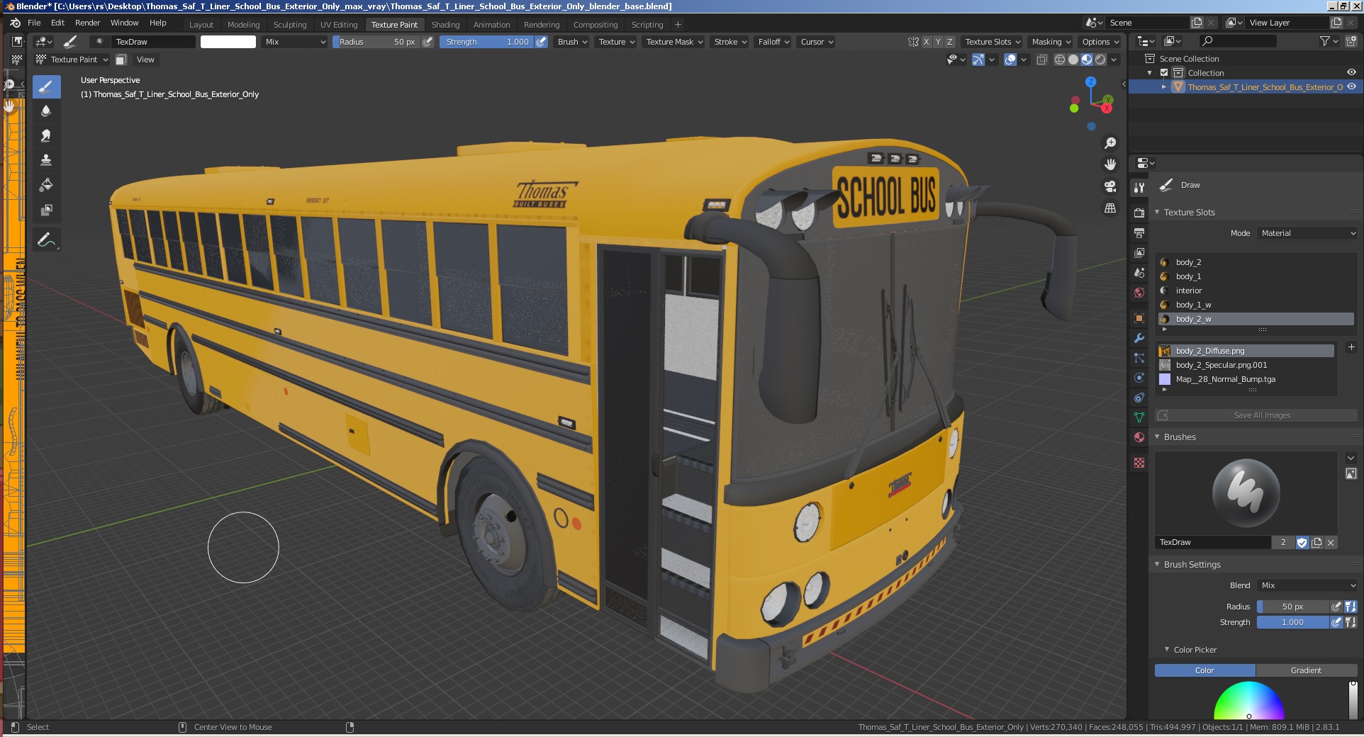 3D Thomas Saf T Liner School Bus Exterior Only model
