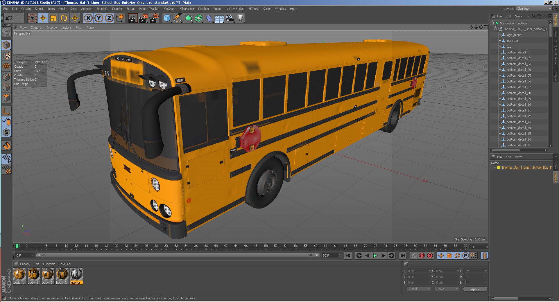 3D Thomas Saf T Liner School Bus Exterior Only model