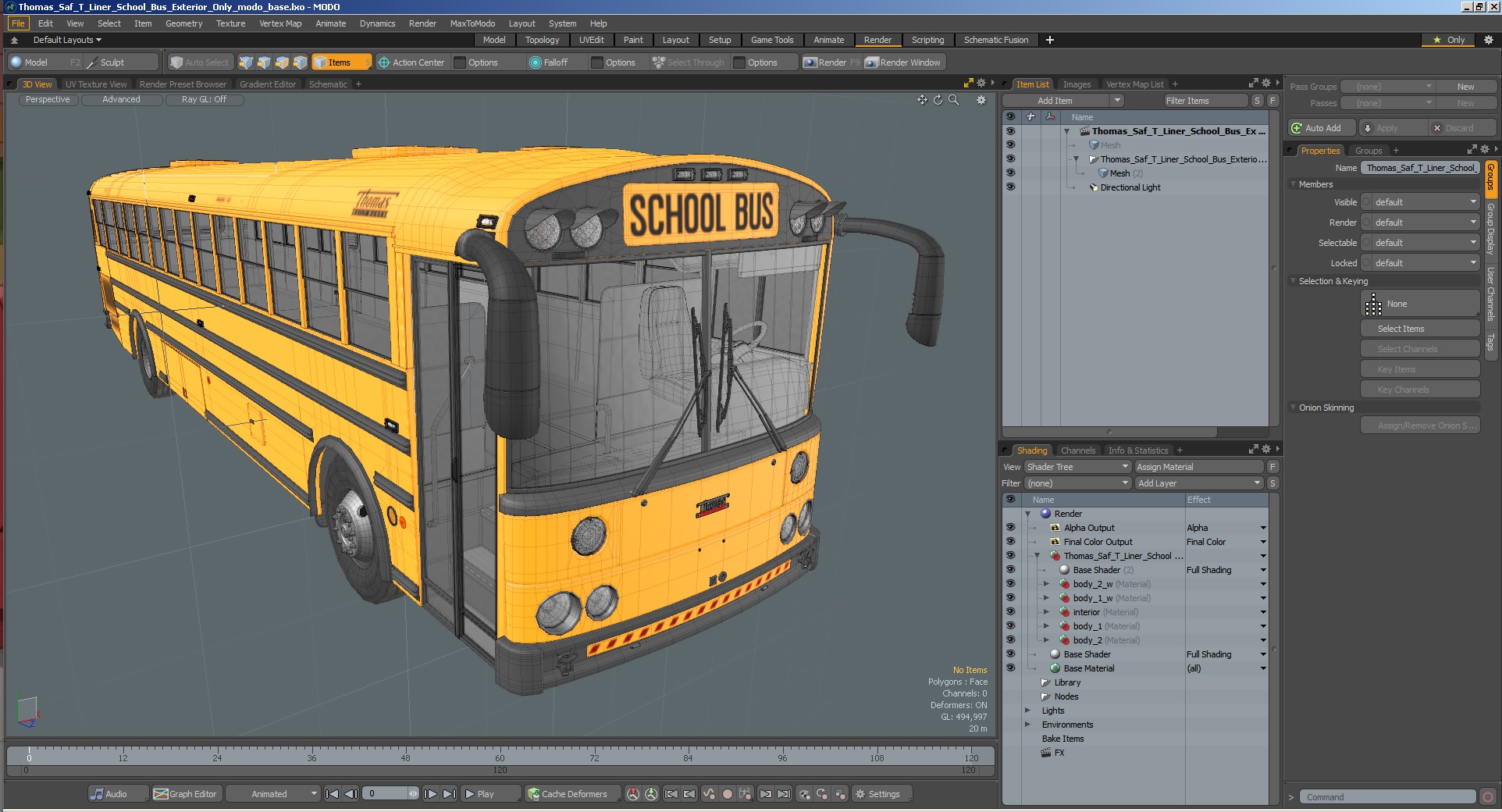 3D Thomas Saf T Liner School Bus Exterior Only model
