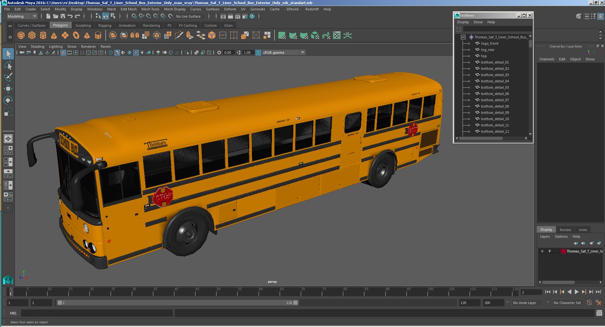 3D Thomas Saf T Liner School Bus Exterior Only model