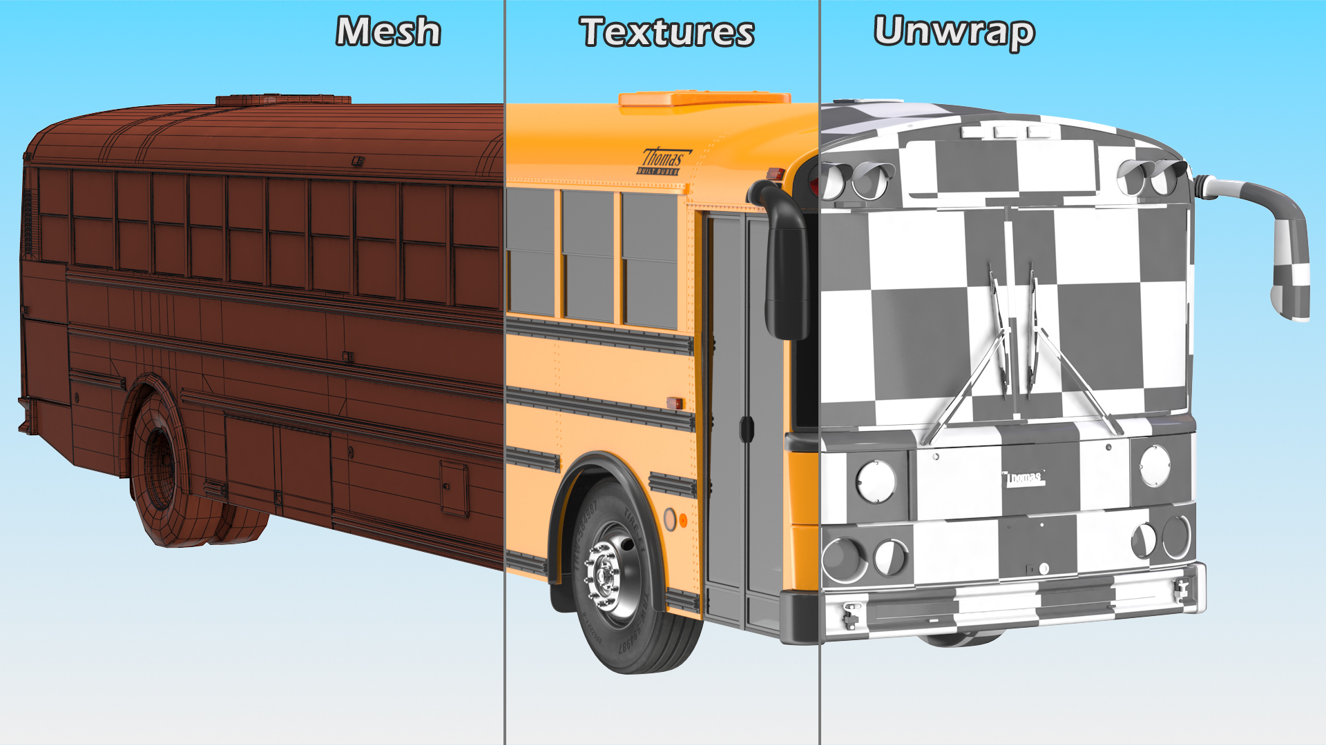 3D Thomas Saf T Liner School Bus Exterior Only model