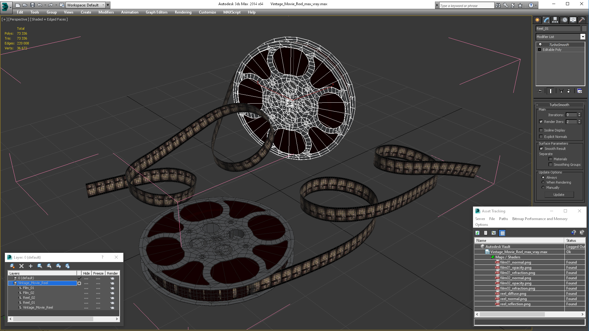3D Vintage Movie Reel model